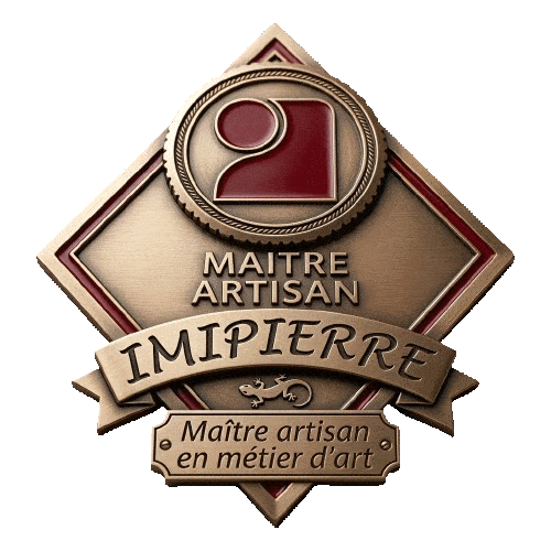 Titre de Maitre Artisan en Métier d'Art pour Imipierre FM ou se retrouvent le margouillat discret et le logo de MA